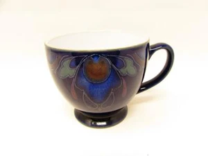 Baroque by Denby-Langley Englan Footed Cup Cobalt Blue Band W/ Multi Flower b104 - Picture 1 of 2
