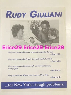 Rudy Giuliani Mayor New York City 1994-2001 Running For Mayor Flyer 1993 - Bild 1 von 3