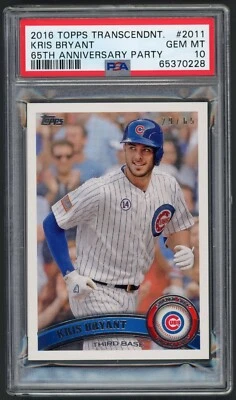 2016 Topps Transcendent Kris Bryant PSA 10 GEM MINT 65th Anniversary Party 29/65 - Image 1 of 2