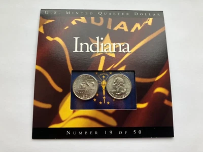 State Quarters Coins of America US Minted Quarter Dollar #19 Indiana 2002 - Image 1 of 4