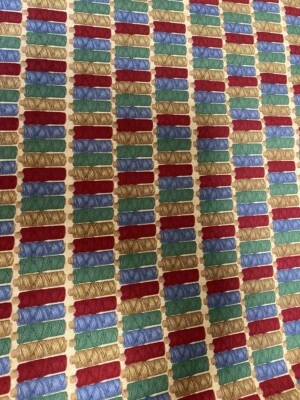 Spools of thread on tan Debbie Mumm OOP cotton Fabric / yd  sewing quilting  - Image 1 of 2