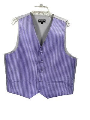 Rucci Chillino Men's Lavender Gray Vest Striped Pattern Gray Back Sizes L - 2XL - Image 1 of 3