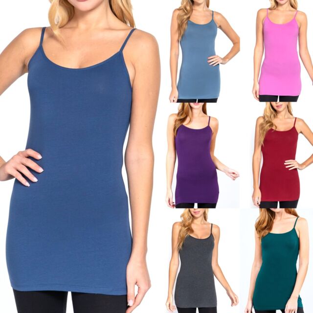 Cotton Solid Spaghetti Tank Tops for Women for sale