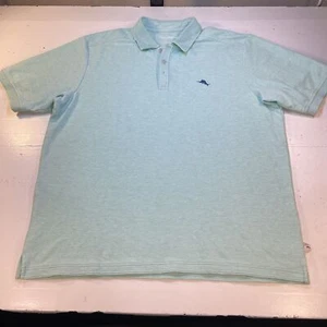 TOMMY BAHAMA ISLAND ZONE HAWAIIAN ALOHA POLO SHIRT Mens XL Sea Foam Green  - Picture 1 of 4