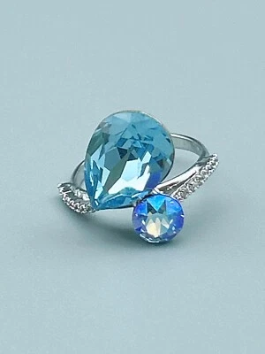 Cocktail Ring mit Swarovski® Kristall größenverstellbar Damen Geschenk Neu - Bild 1 von 4