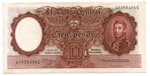 ARGENTINA NOTE 1963 100 PESOS L. 12962 y 13571 Series C - P#272c - B#2065 - XF+ - Picture 1 of 2