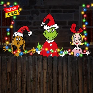 Christmas Fence Peeker with LED Lights, Funny Christmas Decoraions Yard Sign Lig - Picture 1 of 6