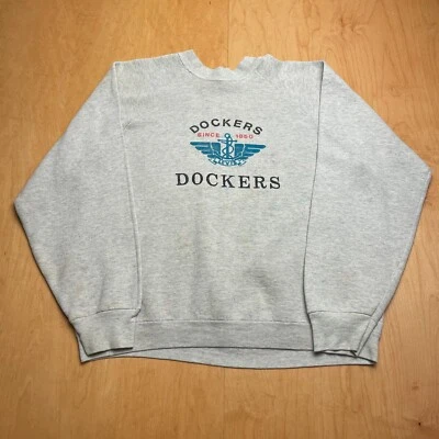 Vintage Levi's Dockers XL Solid Gray Long Sleeve Pullover Crewneck Sweatshirt - Image 1 of 4