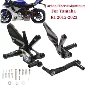 For Yamaha YZF R1 R1M/S 2015-2024 Real Carbon Fiber Rearsets Footrests FootPegs  - Picture 1 of 12