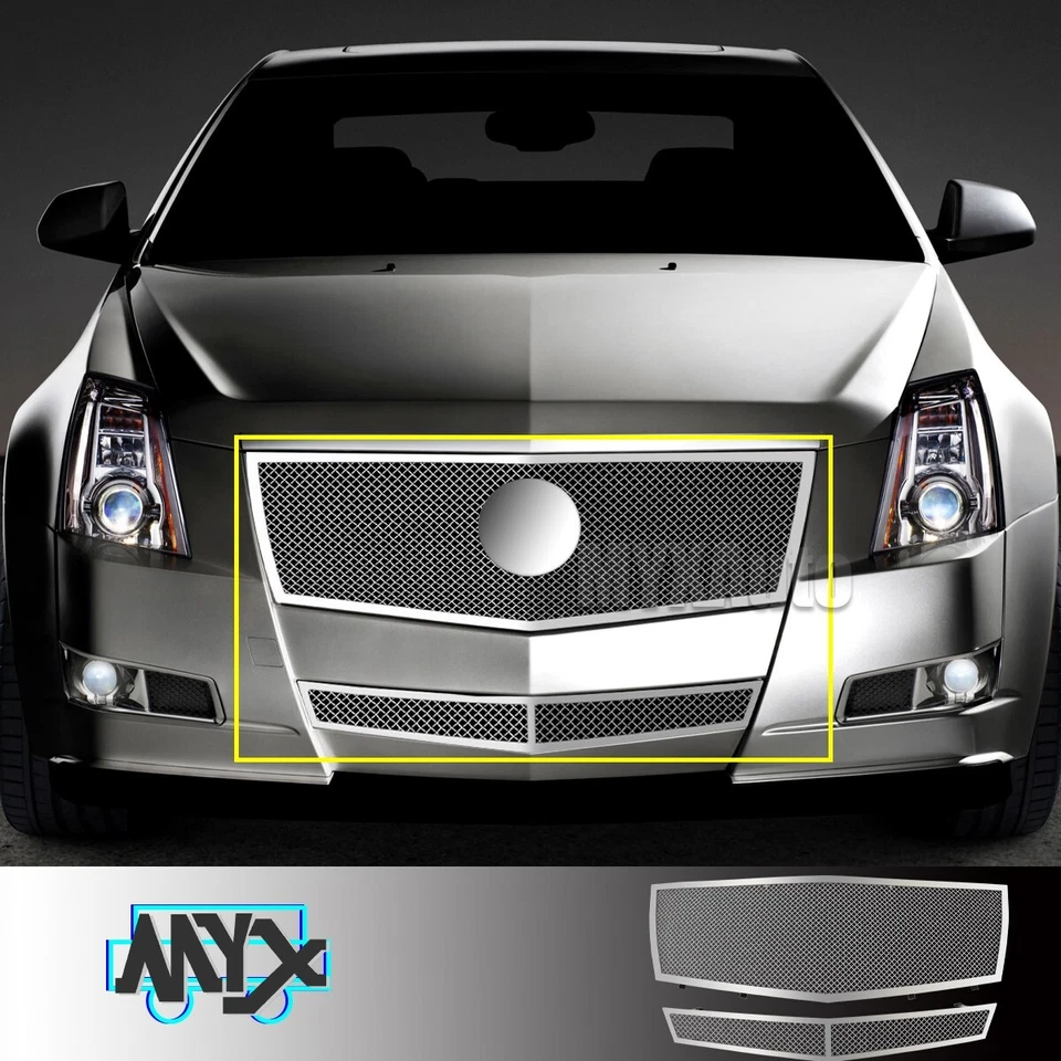 For 2008-2013 Cadillac CTS Stainless Steel Mesh Chrome Grille Grill Insert Combo - Image 1 of 4