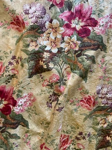 4 Yards Ralph Lauren? Lined Curtain (2) Panels Each 72 x 48 Flowers Roses Tulips - Picture 1 of 3