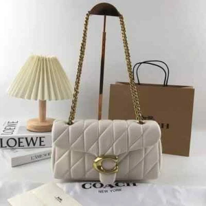 COACH Tabby Shoulder Bag 26 Quilted White Gold CP150 New - Picture 1 of 5