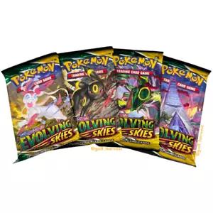 Pack Art Set (4) Pokemon TCG Sword & Shield Evolving Skies Booster Packs NEU - Bild 1 von 6