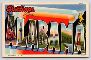 Postcard Large Letter Greetings From Alabama, Multi View A-1011 - Picture 1 of 2