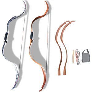 20lbs Archery Takedown Traditional Bow Recurve Wooden Horsebow Hunting Shooting - Picture 1 of 15