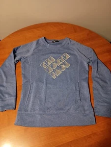 The North Face Womens Sweater Medium Blue Logo Print Pullover Crew Neck Fleece - Picture 1 of 7