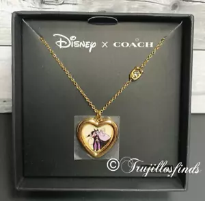 Coach X Disney Villains Heart Locket Necklace Gold Multi CD814 New - Picture 1 of 7