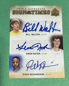 2012-13 SP AUTHENTIC BILL WALTON SWEN NATER POOH RICHARDSON TRIPLE AUTO UCLA - Picture 1 of 2