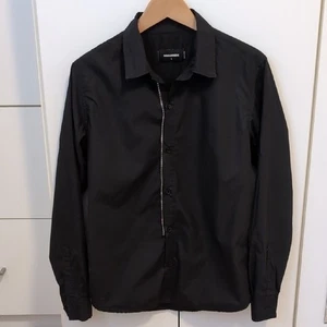 DSQUARED2 Dean Zipper Accent Button Up Shirt Black Men's L - Picture 1 of 9