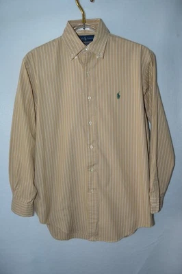 Camisa de vestir Polo Ralp Lauren para hombre Yarmouth caqui a rayas algodón 15,5 32/33 Foto 1 de 4