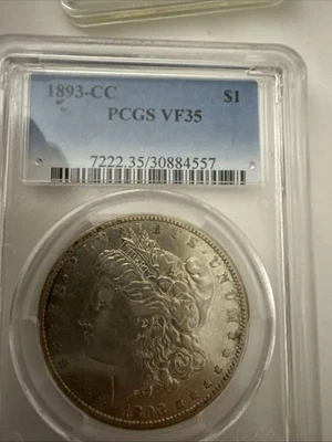 1893-CC Morgan Silver Dollar VF35 PCGS - Image 1 of 4
