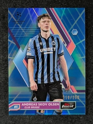 2022-23 Topps Finest UEFA ANDREAS SKOV OLSEN 118/250 Blue Aqua Vaporware Ref - Image 1 of 3
