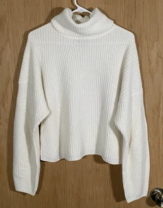 Van Kukil Women's Sz Sm Cashmere Turtleneck Sweater Ivory Drop Sleeve Old Money - Picture 1 of 6