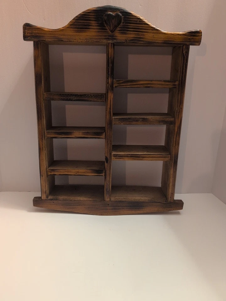 Vintage Wooden Knick Knack Wall Shelf Curio 8 Cubbies Country Cottagecore - Image 1 of 4