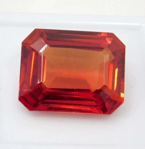 Awesome Orange Fire Sapphire Emerald Cut 16+Ct Natural Certified Loose Gemstone - Picture 1 of 5