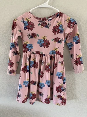 Hanna Andersson Girls Floral Pink Multi Long Sleeve Dress Sz 120 6-7 Yrs Zip - Image 1 of 4