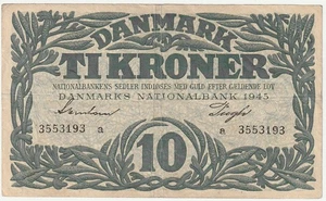 Banconota Danimarca 10 Corone 1945 Ottime Condizioni Scegli #37-A - Foto 1 di 2