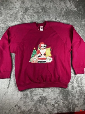 复古 Fruit Of The Loom 圣诞运动衫滑稽假日毛衣女式 L 码 — 第 1/4 张图片