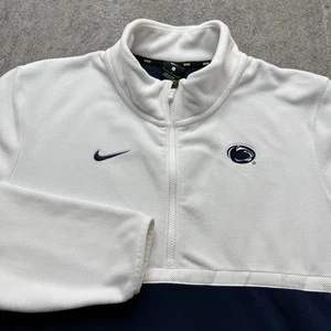 Penn State Nittany Lions Nike Sweatshirt Men L White Blue Fleece 1/4 Zip - Picture 1 of 14