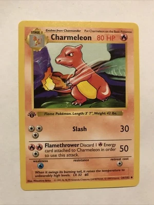 Pokémon TCG Charmeleon Base Set 24/102 Regular 1st Edition Uncommon Shadowless - Image 1 of 2
