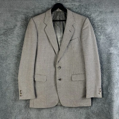 Blazer Jaeger Pata de Gallo Tweed Lana Para Hombres 40R Hecho en Italia Gris Preppy Retro Foto 1 de 4