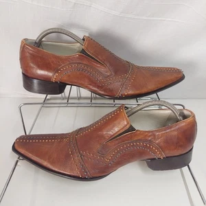 JO GHOST Herren Leder Slipper Schuhe Pixie Knot Square Toe Braun EU 43,5 RAR - Bild 1 von 23