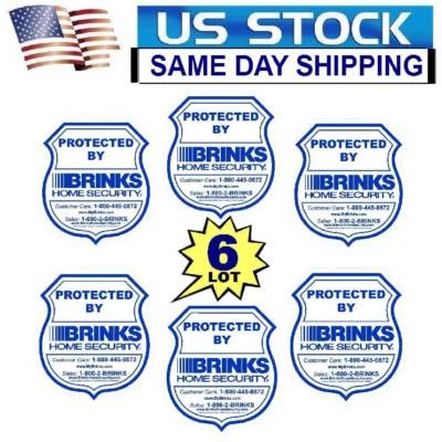 NEW HOME SECURITY BRINKS ADT MONITORING SYSTEM ALARM WINDOW WARNING STICKERS - Image 1 of 4