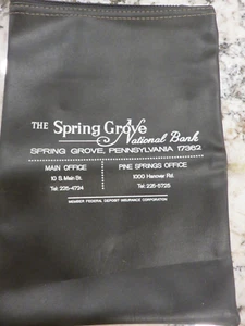 Borsa di deposito vintage grande 8" x 12" Spring Grove PA Banca Nazionale Vinile Cerniera Nera - Foto 1 di 3