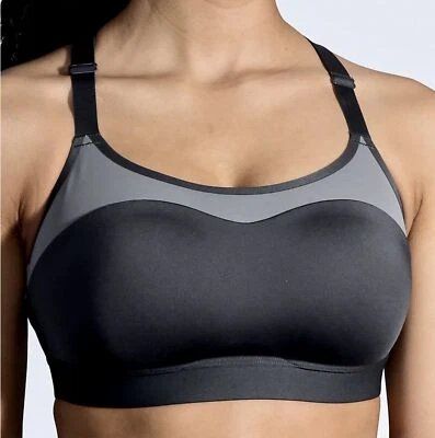 BROOKS Dare Racerback High Support Grey Padded Run Sports Bra Women 36D 36DD 38C - Image 1 of 4