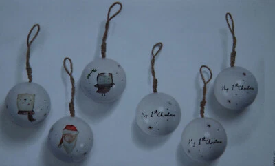 Mamas & Papas SET 3 Wooden Hanging Xmas Baubles My First Christmas Santa Animals - Image 1 of 4