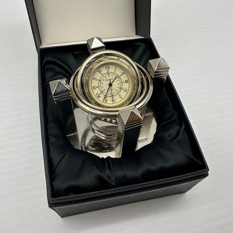 Benchmark Galileo Quartz Desk Clock Gimbaled 360 Degree Gyro Movement *READ* Cover