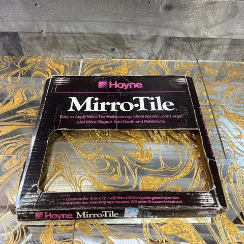 Vintage Mirrored Glass Tile by Hoyne 12x12 Gold Swirl 7 Tiles Cover