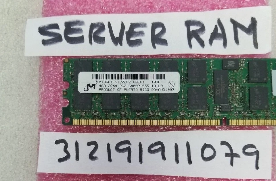 4GB  PC2 DDR2 PC PC2-6400P DDR2-800  6400P 800MHZ 240PIN DUAL RANK ECC REG  - Image 1 of 1