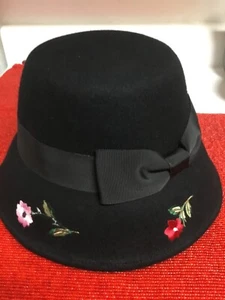 NEW! Kate Spade New York Black Floral Embroidered Cloche Hat - One Size NWT  - Picture 1 of 9