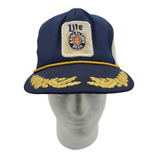 VTG Miller Light Truckers Hat Cap Navy Snapback White Mesh Patch Rope Wheat 