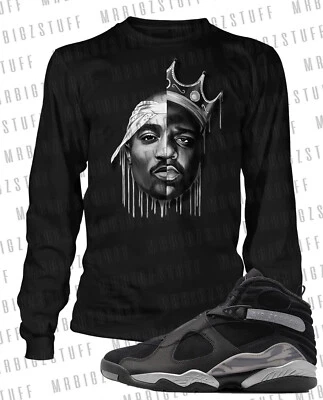 Camiseta Biggie Pac Drip Gráfico Big Tall Pro Club Shaka A Juego J8 Gun Smoke Foto 1 de 4