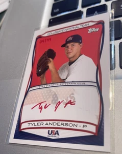 2010 Topps USA Baseball Team Auto Red Ink /99 Tyler Anderson Auto Anaheim Angels - Bild 1 von 8