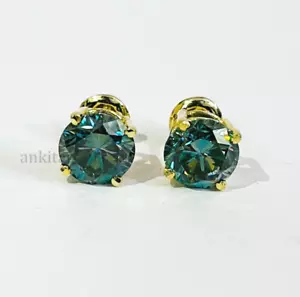 7 KT Blu Creato IN Laboratorio Diamante Borchie IN Giallo Placcato Oro VVS1 - Foto 1 di 6