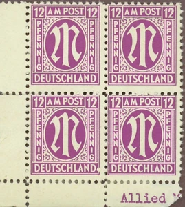 SAVOYSTAMPS - Germany-Allied Issued Occupational Post WWll 12-P-Block of 4-MH - Picture 1 of 1