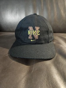 VINTAGE Nike Mütze StrapBack 90'S Swoosh verstellbar schwarz Big N Logo RAR! - Bild 1 von 6